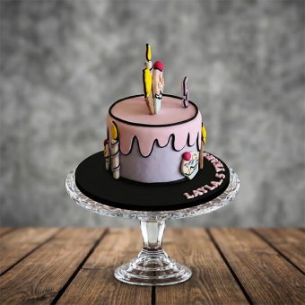 2d pink drip ice cream birthday cake side view
