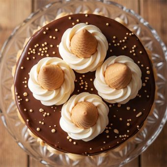 chocolate drip cone ice cream cake top view