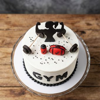 fitness power theme cake top view