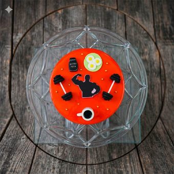 gym lover fitness theme cake top view